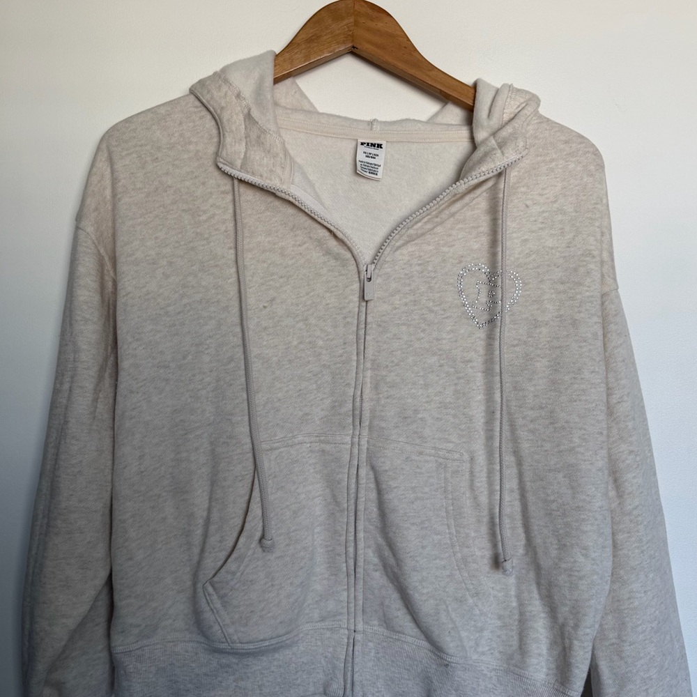 PINK by Victoria’s Secret Zip-Up Hoodie with Rhinestone Heart - size XS
